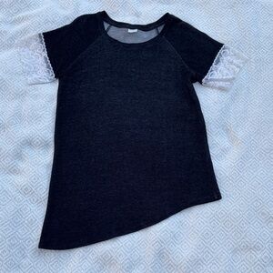 Tresics Black Top with White Lace Sleeves Sz M